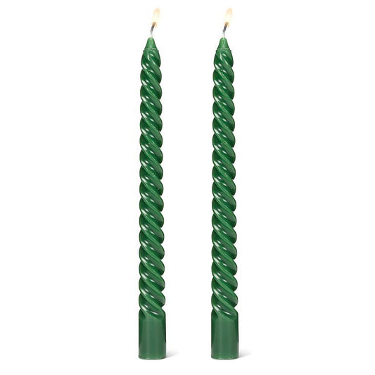 Tight Spiral Taper Candle | Hunter Green
