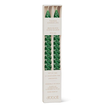 Tight Spiral Taper Candle | Hunter Green