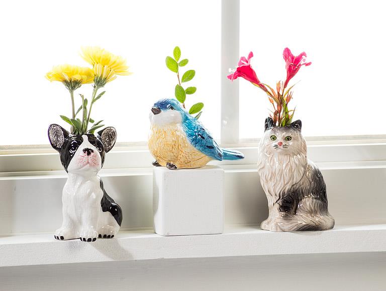 Sitting French Bulldog Bud Vase