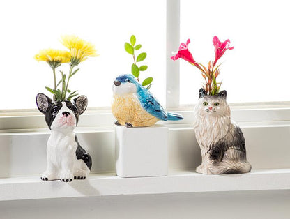 Sitting French Bulldog Bud Vase