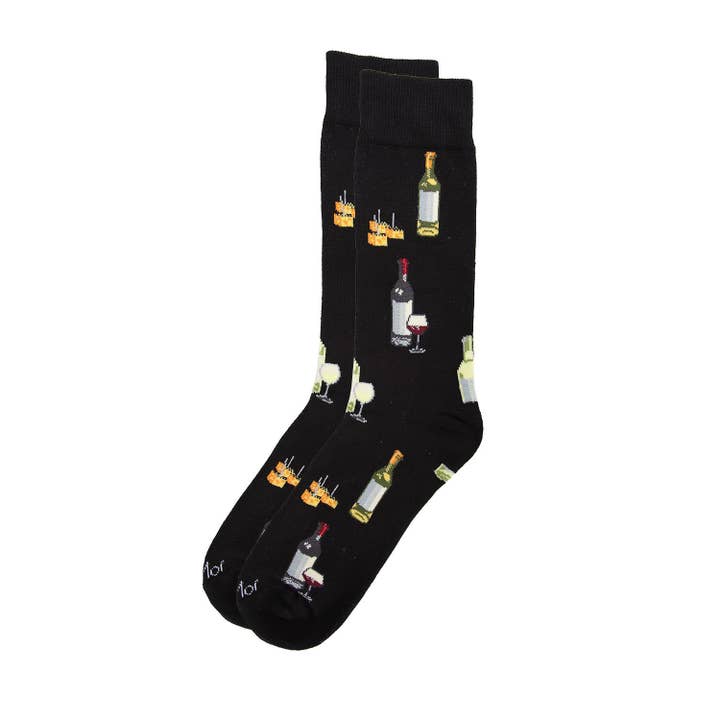 Men's Bamboo Crew SocksBlack Wine + Cheese