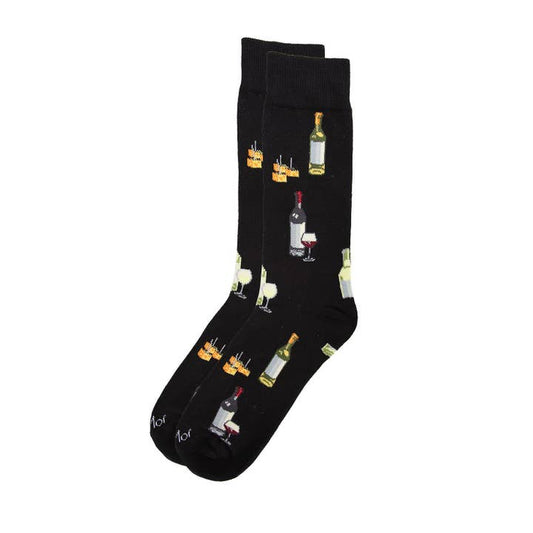 Men's Bamboo Crew SocksBlack Wine + Cheese
