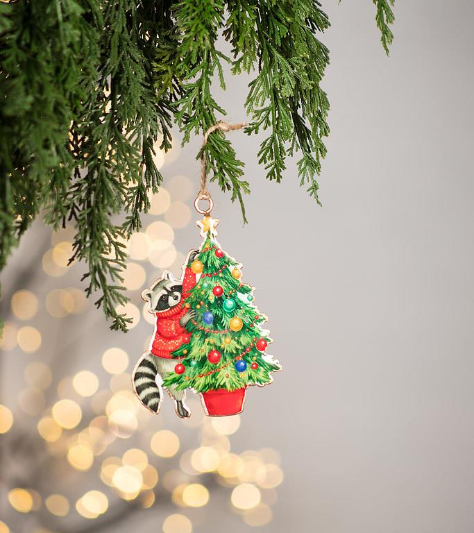 Raccoon + Christmas Tree Ornament
