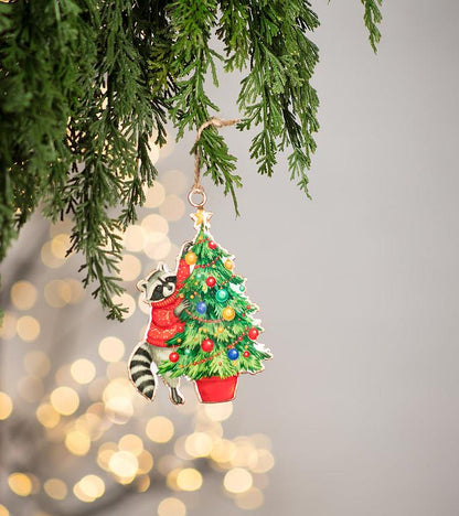 Raccoon + Christmas Tree Ornament