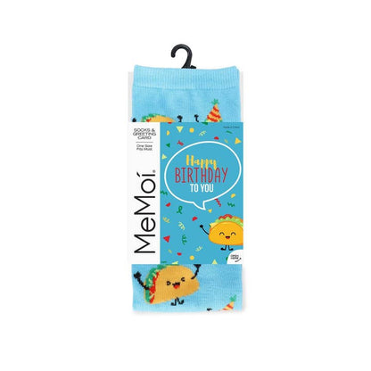 Greeting Card Socks Black Have a FantasTACO Birthday