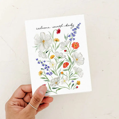 Welcome Sweet Baby Florals Card
