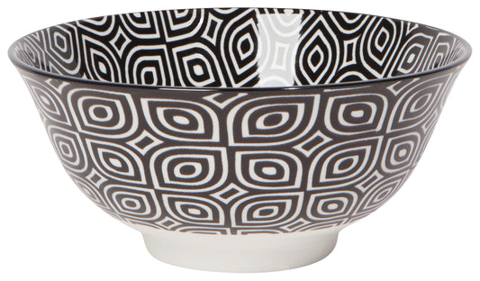 Stamped Bowl 6" Black White Geo