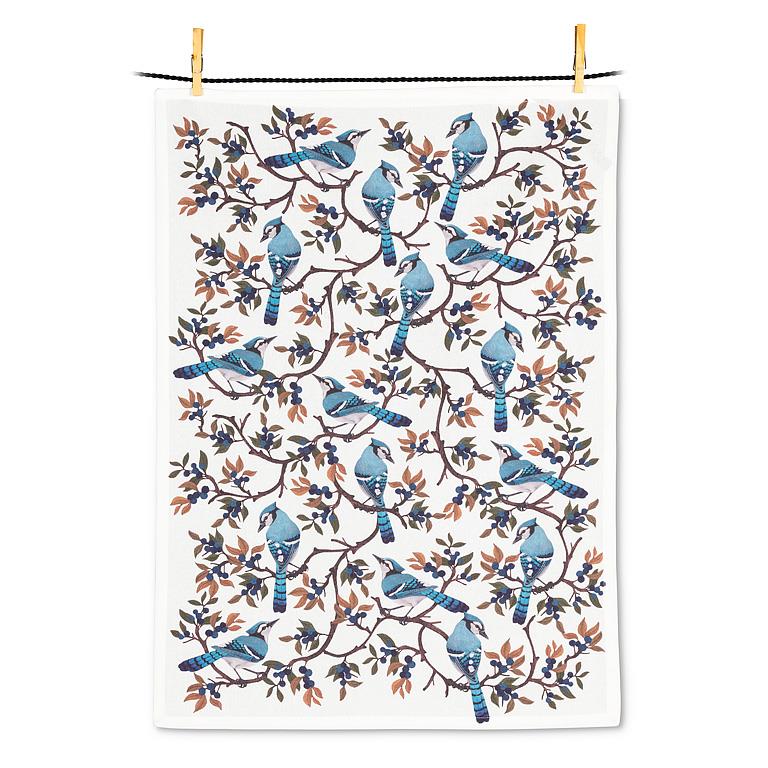 Blue Jays + Berries Kitchen Tea Towel