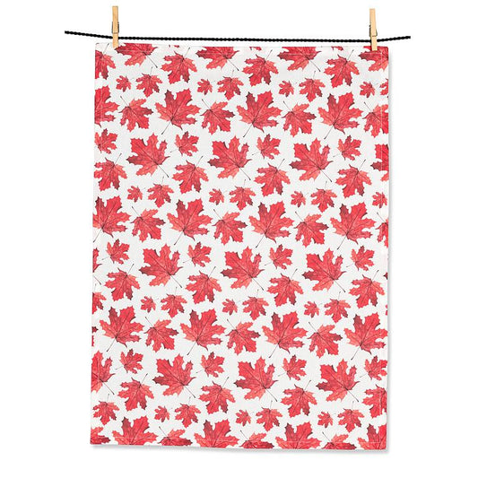 Allover Maple Leaves Kitchen Tea Towel