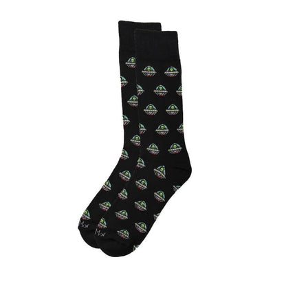 Men's Bamboo Crew Socks Black Alien Invasion