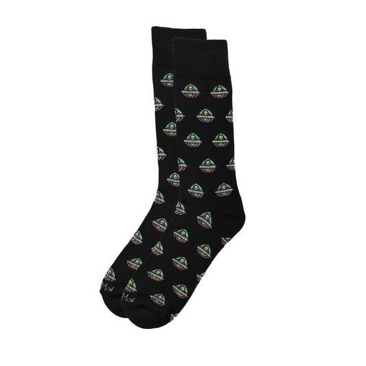 Men's Bamboo Crew Socks Black Alien Invasion
