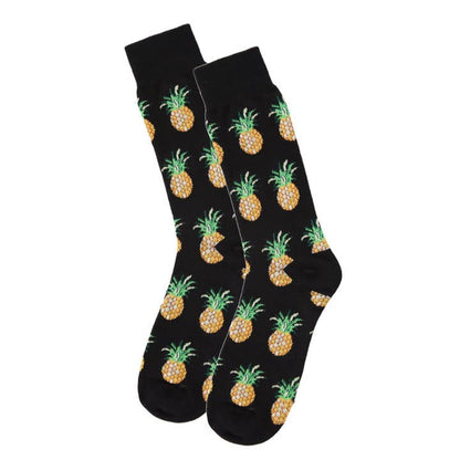 Men's Bamboo Crew Socks Black Pineapples