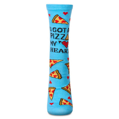 Greeting Card Socks Blue U Gotta Pizza My Heart