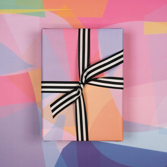 Pink Stained Glass Flat Wrapping Paper