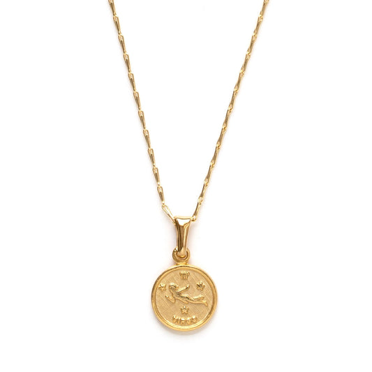 Tiny Zodiac Medallion Virgo Necklace