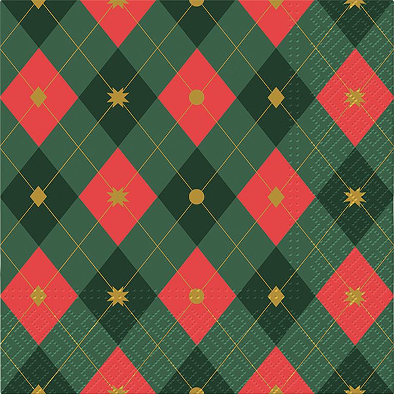 Christmas Argyle Luncheon Napkins