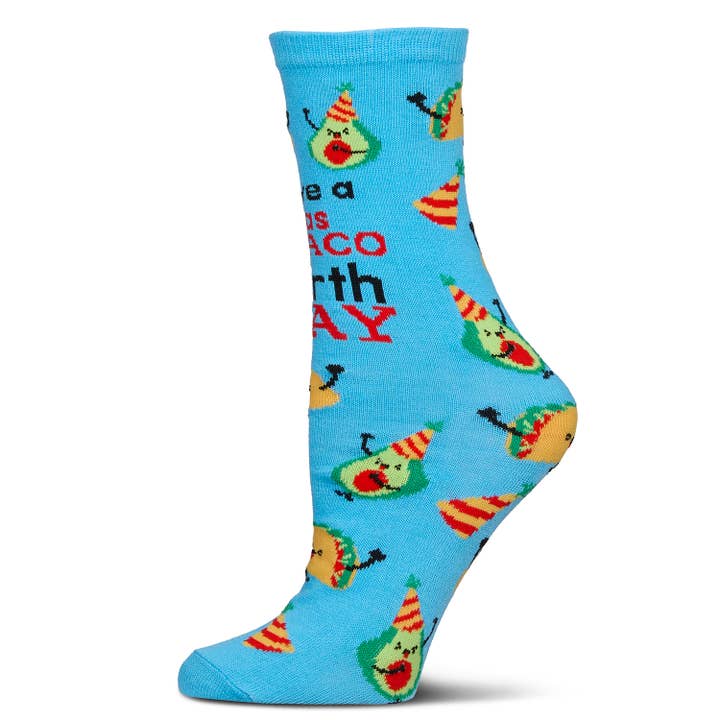 Greeting Card Socks Black Have a FantasTACO Birthday