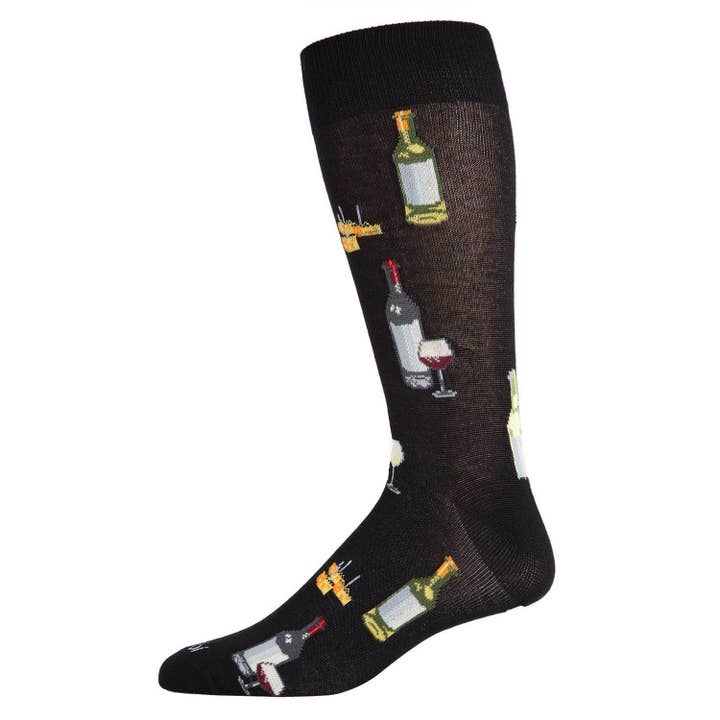 Men's Bamboo Crew SocksBlack Wine + Cheese