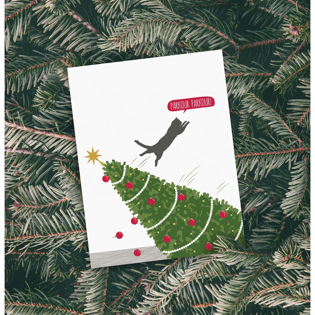 Parkour Cat Christmas Card