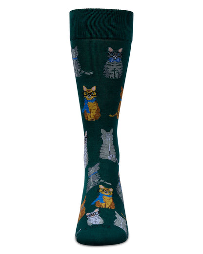 Men's Bamboo Crew Socks Rain Forest Cats