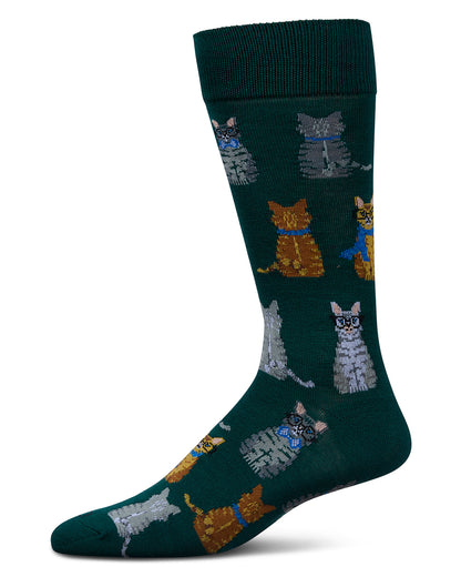 Men's Bamboo Crew Socks Rain Forest Cats