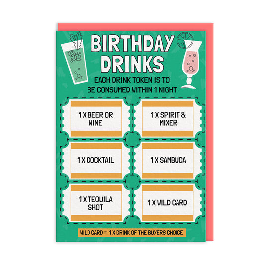 Birthday Drinks Coupons Card