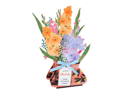 Pop-up Birthday Flower Month Card August Gladiolus