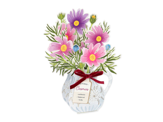 Pop-up Birthday Flower Month Card October Cosmos