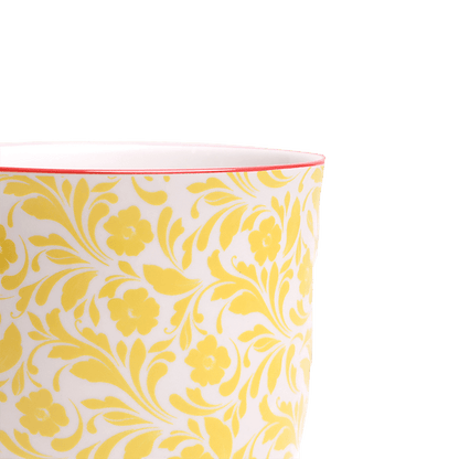 Liberte 4, 4.25" Pot & Saucer - Yellow Flowers