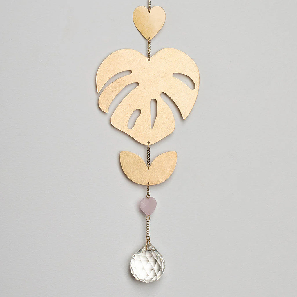 Suncatcher - Monstera Leaf / Rose Quartz