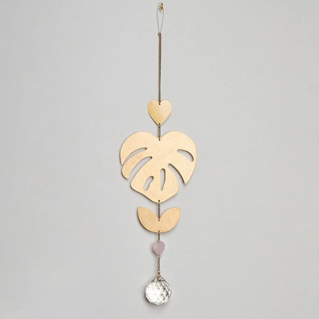Suncatcher - Monstera Leaf / Rose Quartz
