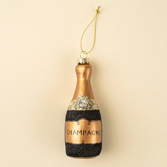 Champagne Sparkle Holiday Ornament, Black