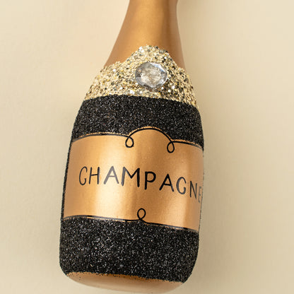 Champagne Sparkle Holiday Ornament, Black