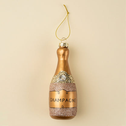 Champagne Sparkle Holiday Ornament, Pink