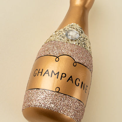 Champagne Sparkle Holiday Ornament, Pink