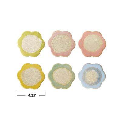 Flower Shaped Reactive Crackle Glaze Coaster