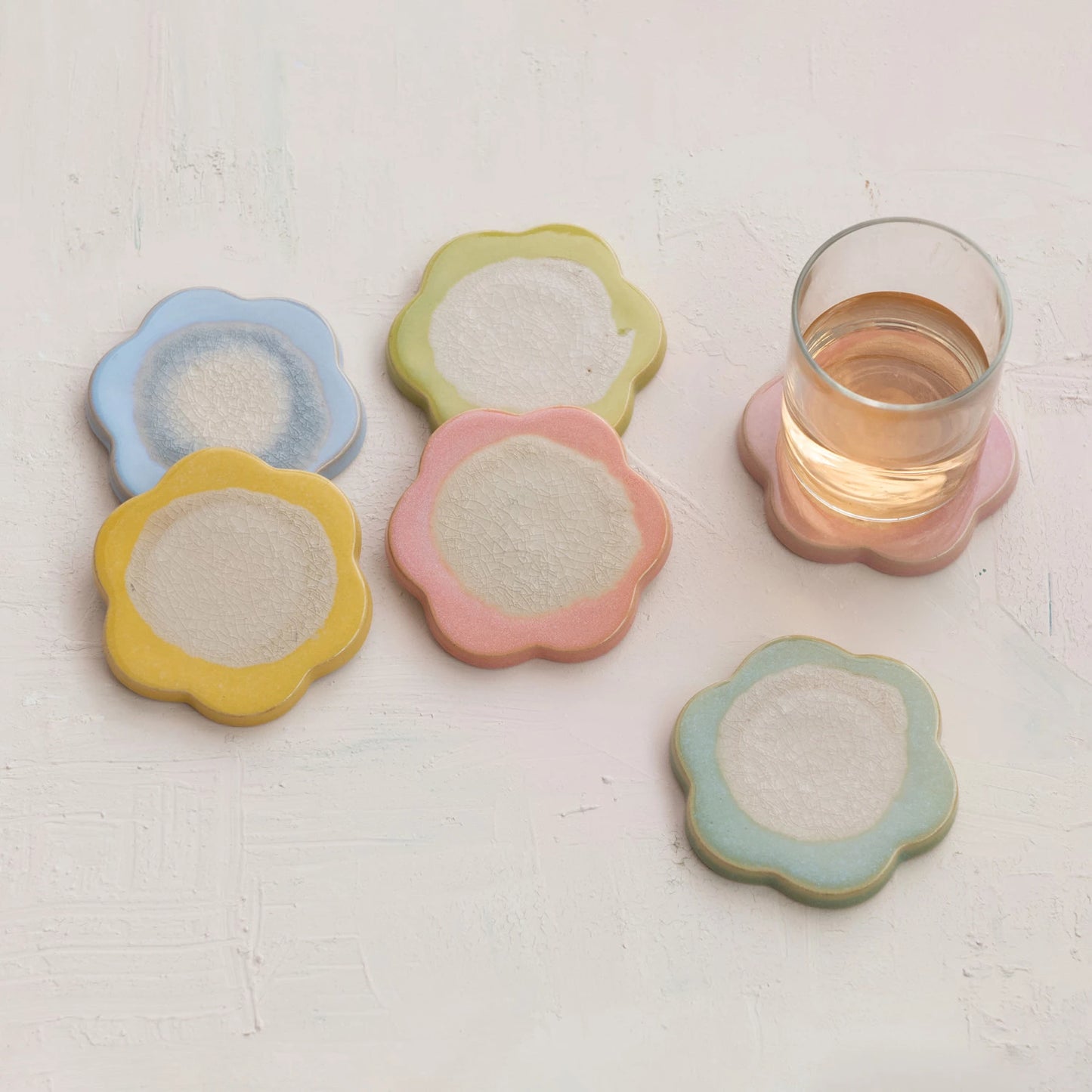 Flower Shaped Reactive Crackle Glaze Coaster
