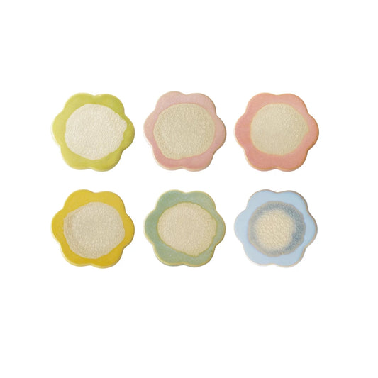 Flower Shaped Reactive Crackle Glaze Coaster