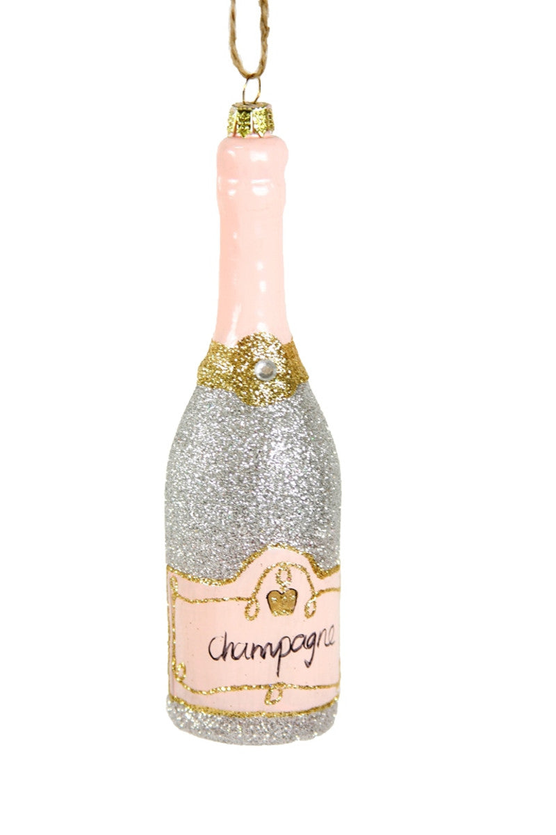 Glittered Champagne Silver Ornament