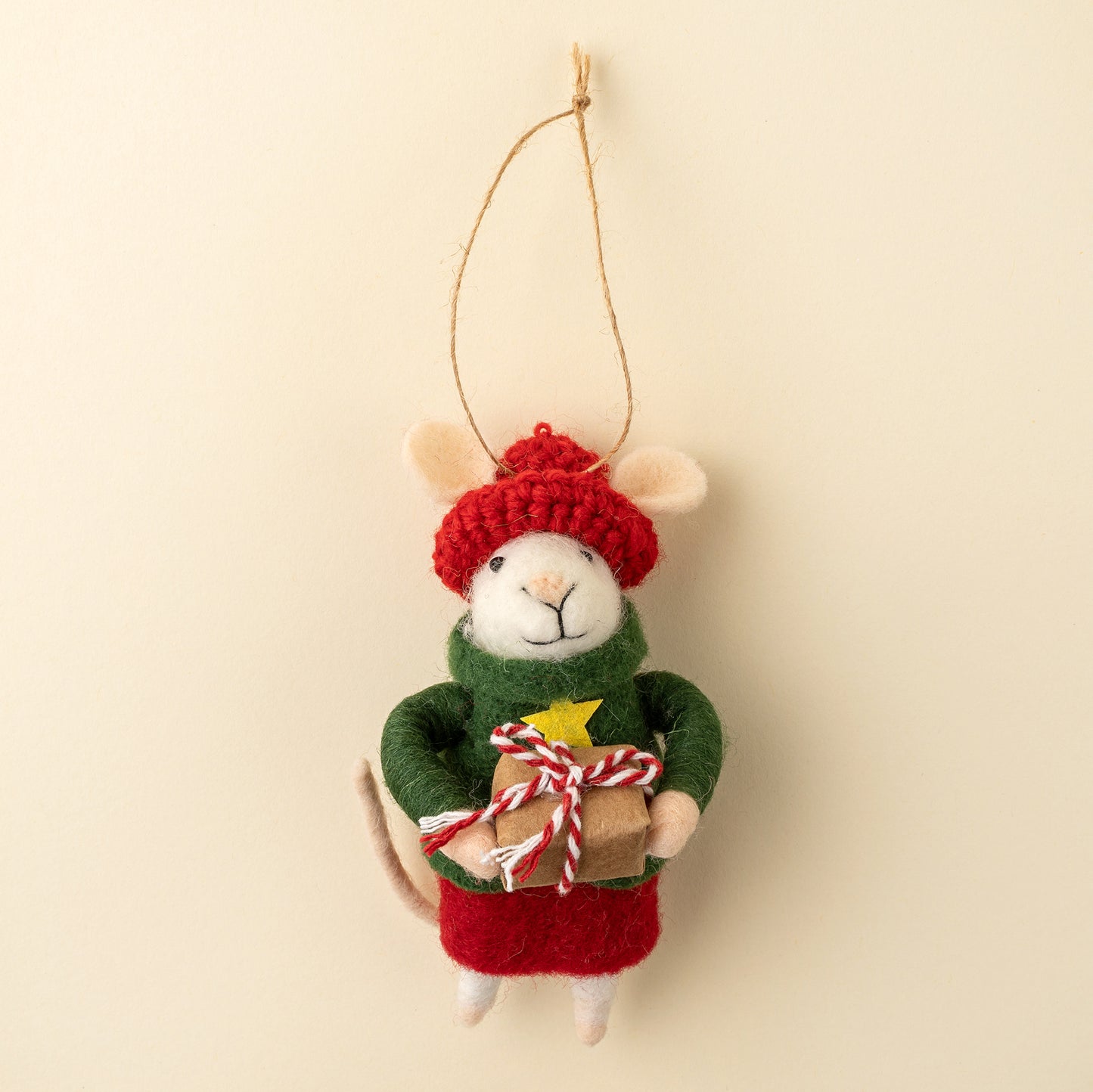 Gift-Giving Gertie Mouse Holiday Ornament