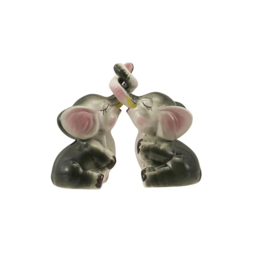 Vintage Reproduction Interlocking Elephant Salt + Pepper Shaker