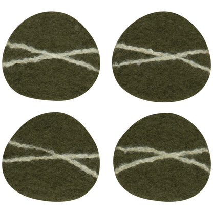 Striato Felt Coaster Set of 4 Olive Branch