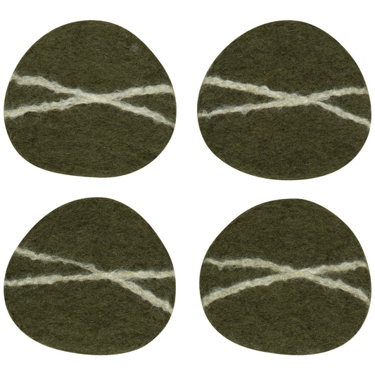 Striato Felt Coaster Set of 4 Olive Branch