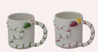 Hand Painted Stoneware Mug with Snake Handle – 14oz