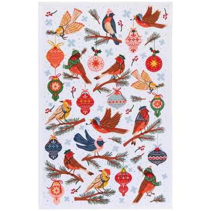 Season's Tweetings Printed Tea Towel