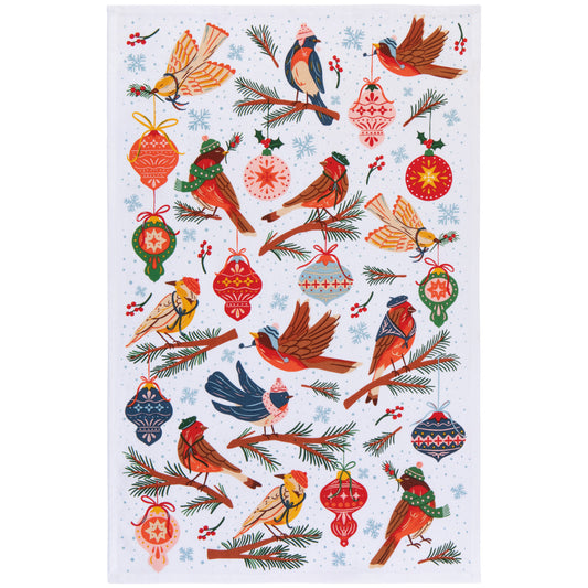 Season's Tweetings Printed Tea Towel