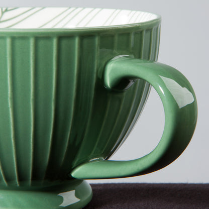 Elm Green Stamped Latte Mug 14 oz