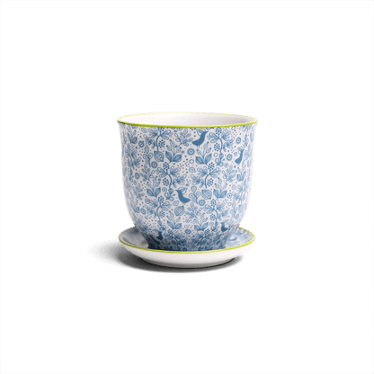 Liberte 3, 4.25" Pot & Saucer - Blue Birds