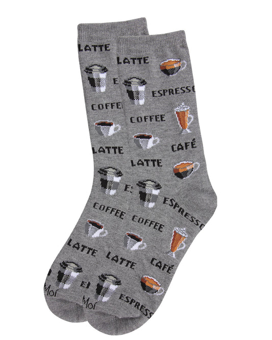Women's Bamboo Crew Socks Grey Heather Various Coffee