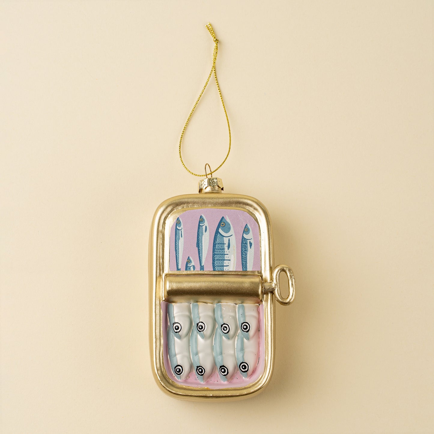 Sardine Tin Glass Holiday Ornament